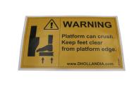 Dhollandia Sticker WARNING foot EF0545