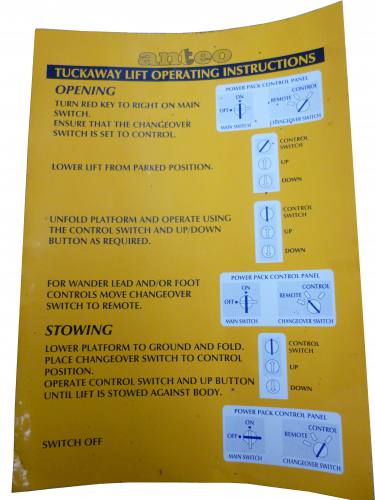 Anteo Operating Instructions Tuck away Lifts AN576204 at Parts 4 Tail Lifts